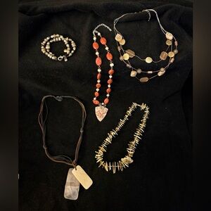 Handcrafted Red Bead Pendant Necklace with Mixed Metal Accents